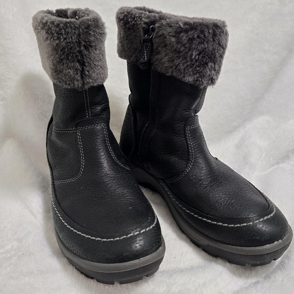 ECCO Women's Trace W Black Leather Snow Boot 39 or 8.5